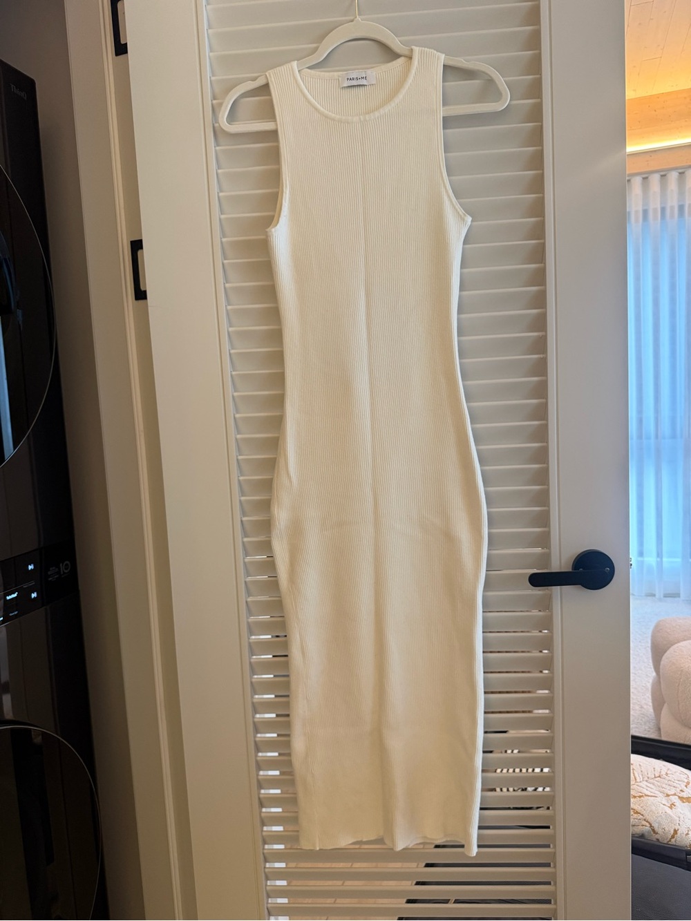 Sleeveless Ribbed Maxi Dress in Cream